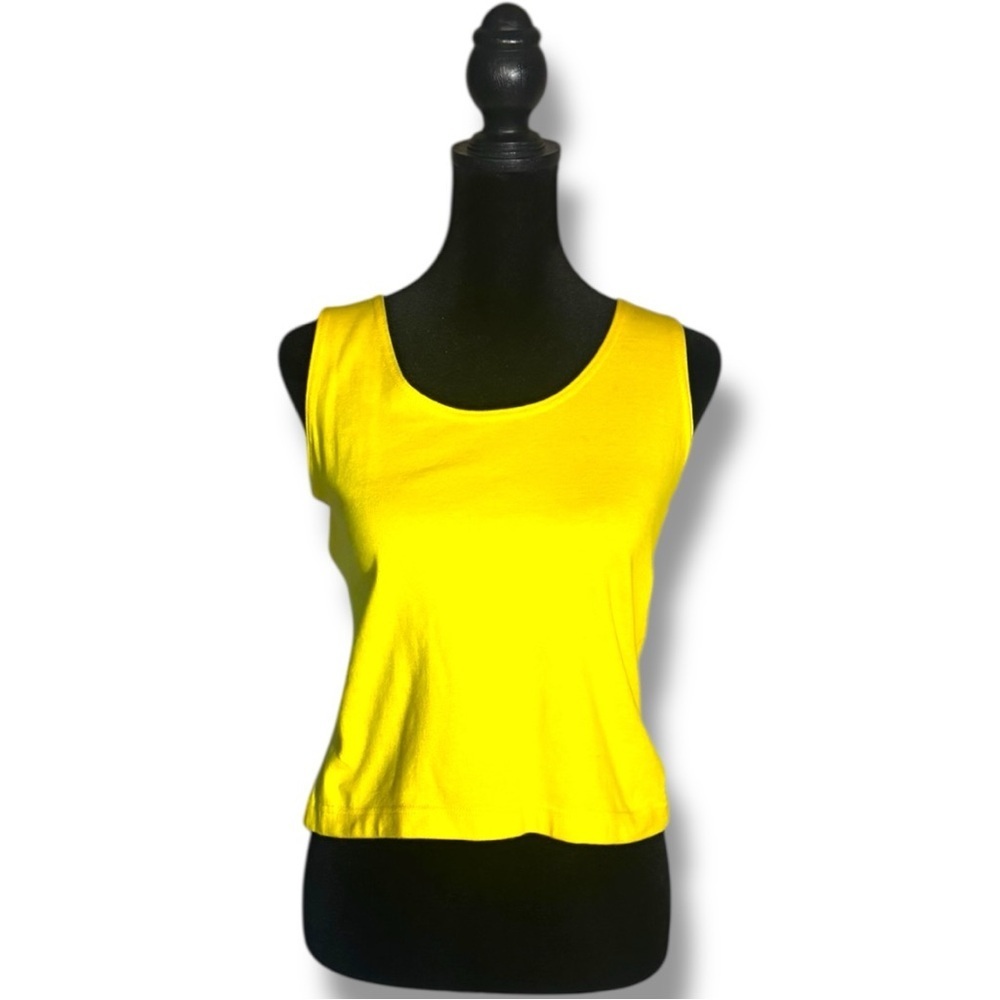 Metropolitan New York Large Scoop Neck Sleeveless Sunny Yellow Cotton Tank Top